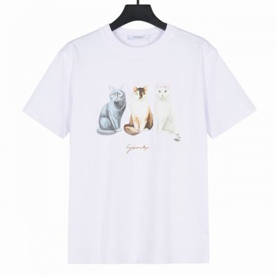 Givenchy纪梵希卡通猫咪印花短袖T恤 面料采用260克重精梳棉，定制32支1*1螺纹，成衣两遍水洗处理，面料舒适亲肤无异感，定制定染面料，纺织密度高，垂感