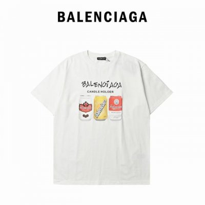 Balenciaga 巴黎世家 易拉罐字母印花短袖T恤 Logo标识印花 精致升级 手感非常舒服 超级百搭好看的一款 男女都非常合适 人手必备款 颜色: 白色
