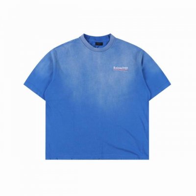 balenciaga 巴黎世家 25Ss 水洗可乐刺绣炒色破洞短袖T恤 夏日多巴胺复古炒色可乐波浪刺绣破坏系列 采用巴黎25年最新款面料 胸口刺绣及后背大Log