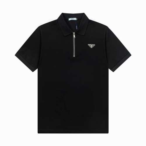 120 普拉达 Prada 2025∽新款高品质翻领Polo衫，高瑞精品Logo扣子，做工精致，官网同步，时尚百搭 颜色：白色 黑色 码数：M-3Xl