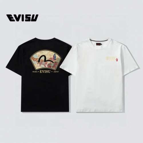 款号E15, 最高品质 Evisu 福神最新佛头字母Logo印花圆领短袖T恤 Ev一直兼具巧思妙想与潮流触觉的Evisu又一新作，这件T恤印有经典佛头，以大热的