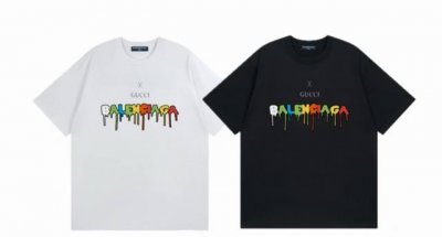 Balenciaga Gucci 巴黎世家 古驰联名 25Ss 印花短袖 高版本 重工 短袖T恤 顶级用料 限量发售！ 面料：250克 双纱双股用料 预缩定型