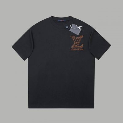 LV 25Ss早春新款 刺绣Lv字母短袖 轻奢主义 男女日常通勤穿搭必备单品 正确版本 欢迎对比 详细特征 320克 % 纯棉双纱汗布面料 同缸定染特种加粗32