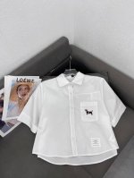 Thombrowne 新款Tb学院风门津织带口袋狗狗短款白衬衫休闲百搭衬衣 一色三码Sml 面料:棉