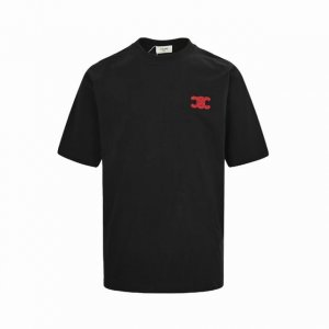 celine 赛琳 25Ss 毛巾绣凯旋门Logo刺绣短袖 定制50支精紧棉纱 活性染色 重固色 爽滑手感面料洗水做预缩 面料做无尘工艺减轻了掉毛和毛灰的情况