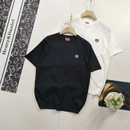 尺码Xs-Xl1:1定制 2025夏季新品高田贤三法系巴黎Kenzo小老虎头刺绣短袖T恤.情侣款T恤衫 Kenzo Happy Tiger 刺绣T恤 轻便平纹针