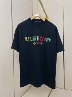 lv 新款七彩字母T恤 硅胶立体印花诠释高级穿搭 宽松版型 肩部通肩压条 280克纯棉面料舒适透气 黑白双色 男女同款 码数S-Xxl
