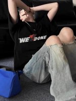 w42# We11Done 23Ss夏季新款爱心字母硅胶立体印花T恤 面料采用26支高克重300克双纱精梳棉纯棉面料 颜色：黑色、白色 码数：S、M、L