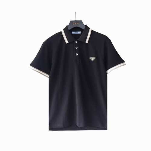 实拍细节图+尺码表 Prada 普拉达 经典三角标Polo衫短袖 客供精仿棉打造珠地材质面料,夏季新款T恤翻领短袖Polo衫， 专柜定制面料 透气舒适度高，细节
