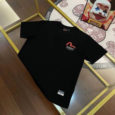 上新， Evisu福神2025新款男士字母达摩海鸥大M短袖 颜色：黑 尺码：S-Xxl S码 肩宽44 胸围96 衣长68 适合身材 -120斤 M码 肩宽46