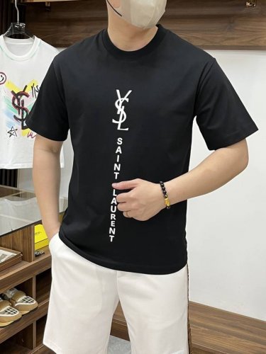 Syl 圣罗兰 三标齐全 2025夏季新款男士休闲圆领T恤 高级定制100%棉面料 面料柔软舒适 透气弹力舒适度极高 细节无可挑剔 顶级辅料配备 原版Logo设