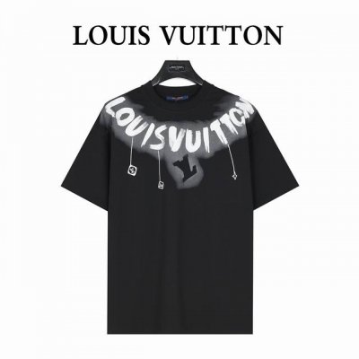Louis Vuitton 路易威登 25ss 领口涂鸦字母印花大logo短袖T恤 面料采用高克重260g重精梳棉，定制1:1螺纹，面料舒适亲肤无异感， 制定染