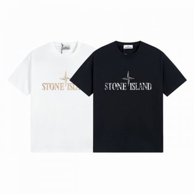 款号：G2182 2025 Stone Lsland 石头岛破旧Logo印花短袖T恤 原版打造 细节高控 -采用260克精梳棉双纱 手感柔软舒适 吸汗透气. -