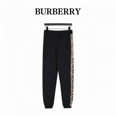 burberry 巴宝莉 侧边压胶Logo字母格纹长裤 专柜同步在线，原版4900国内专柜购入，定织蓝光380G纱线，坯布水洗手感、布面、垂感达400G！五金独