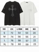 现货 2262 新款Ch克罗贴皮金属十字架马蹄梵文刺绣男女宽松休闲圆领上衣短袖T恤 250克32支纯棉 颜色：黑色 白色 码数：S M L Xl