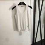 款号20252613 Dio*新款 Cd小蜜蜂刺绣天丝镂空格纹针织背心，白色，黑色，36 38 40， 38码；胸围78，长54