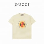 本地自取170 gucci/古驰2023Ss太阳花印花短袖 水浆印花工艺圆领直筒版型，纯棉面料材质麻棉质感。对版定染卡其色面料，经过多次试验后才最终确认还原。水