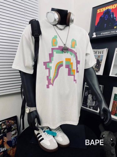 bape Summer Camp鲨鱼涂鸦猿人头重工艺印花圆领短袖 高版本 猿人形象 260克优质高织纯棉面料 双纱精梳 质感柔软官网发售款 超级推荐 超人气单品