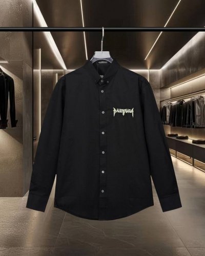 Balenciaga 巴黎 胸前荧光Logo字母刺绣长袖宽松版型衬衫 2025Ss官网新款长袖 衬衫 衬衣，精美绣花Logo 高端版本，专柜定制面料 透气舒适度