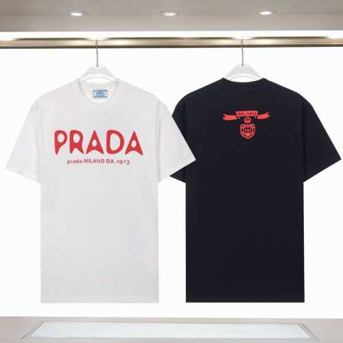859# 260克 prada 普拉达 25Ss新款 胸前字母Logo印花短袖T恤，采用260克双股32支紧密双纱全棉面料，面料柔软。 颜色: 黑色 白色 尺码