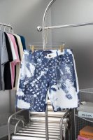 顶级复刻 Louis Vuitton 路易威登夏季 扎染满印Logo腰果花印花休闲直筒牛仔短裤 最高版本！特殊走线工艺 完全对版 五金开模 钮扣均带有Lv字母翻
