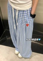 上新 Play川久保玲新款爱心刺绣格子直筒阔腿裤 哇塞~夏天就做精致小女孩 好好看的蓝白格子嗲乖嗲乖的温柔死了 Hin有松弛感 任何人都不能错过的甜妹搭配！！