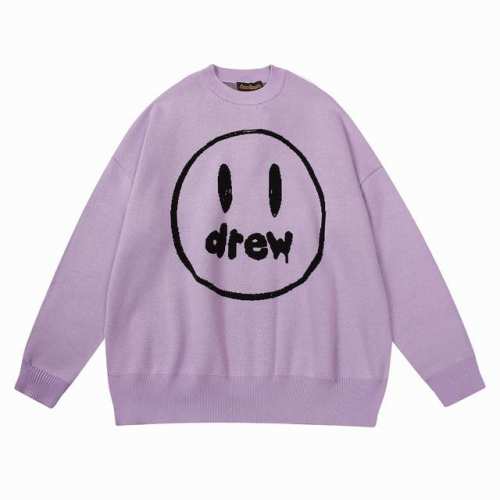 drew笑脸字母圆领刺绣毛衣 #Y20 颜色：紫色 码数：S-Xl