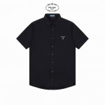 prada 普拉达 精美Logo设计高品质短袖衬衫 对版定染面料 上身高级感十足 纯棉竹纤维面料 质量高 男女同款 码数:39-43 M-3Xl