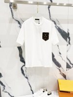 Louisvuitton路易威登320克圆领短袖T恤 走秀款皮革五金字母Logo口袋设计标识 官方同步 1:1原版开模 时尚个性 百搭潮流 纯原品质 原版洗水面