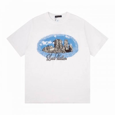 lv 驴家西部风景图案提花圆领针织T恤 颜色 白色 码数 M L Xl Xxl