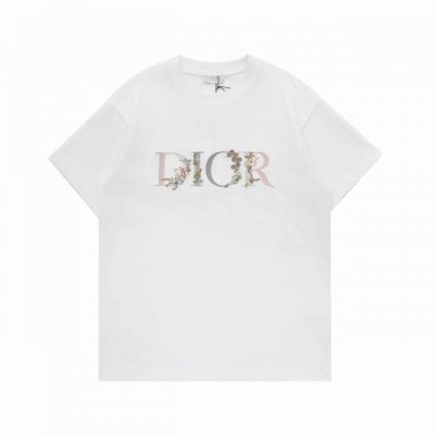 顶级复刻版本]品名: Dior 迪奥 新款花卉刺绣Logo休闲圆领短袖T恤 款号：6342 颜色：黑色 白色 尺码：S-Xl 面料: 280G双纱重磅纯棉 Di