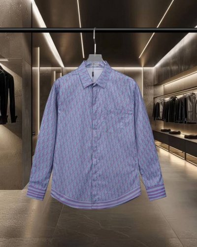 Dior 迪奥 爆款来袭 满印老花Lgoo弹幕数码印花长袖衬衫 2025Ss官网新款长袖 衬衫 衬衣，精美印花Logo 高端版本，专柜定制面料 透气舒适度高，精