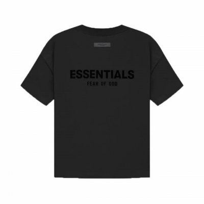 绿X版本 黑色 顶级版本Fear Of God Essentials Fog胸口后背植绒男女情侣明星同款纯棉宽松透气短袖T恤 第八季最新款植绒Logo一出 可谓