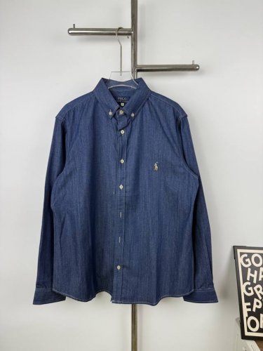 款号B23 Ralph Lauren 拉夫劳伦经典彩色小标情侣款水洗牛仔长袖衬衫 1采用优质的牛仔面料，上身柔软舒适，极其细腻 手感扎实润滑且柔软 拥有既织物不