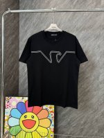 款号 G137 阿玛尼老鹰刺绣圆领短袖 armani官网Zp同步新款T恤 面料采用32支双纱280克高克重纯棉面料 同缸定织定染原版同色螺纹 进口机器饱满万针刺