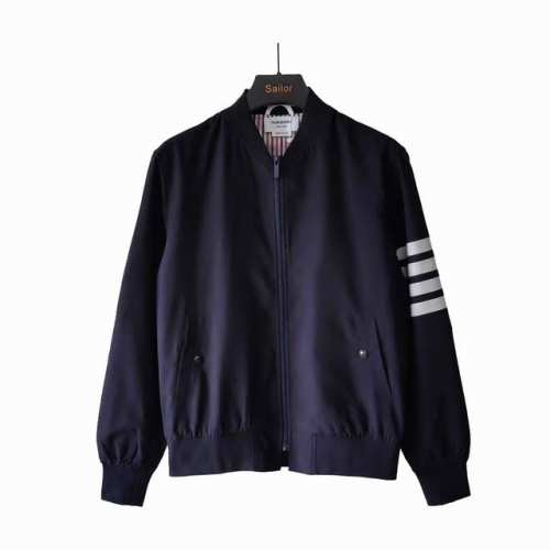 实拍细节图+尺码表 THOM BROWNE 汤姆布朗 .TB羊毛色织夹克棒球服拉链外套 货号：F10 TB色织羊毛混纺四杠棒球服夹克 原版一比一复刻 扣子TB字