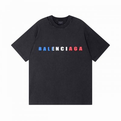 Balenciaga 巴黎世家2025 Ss 英文彩色Logo发泡字母印花磨烂做旧短袖T恤 本市场No.1的质量 真正天花板品质 全部原版开发注意细节图 避免被