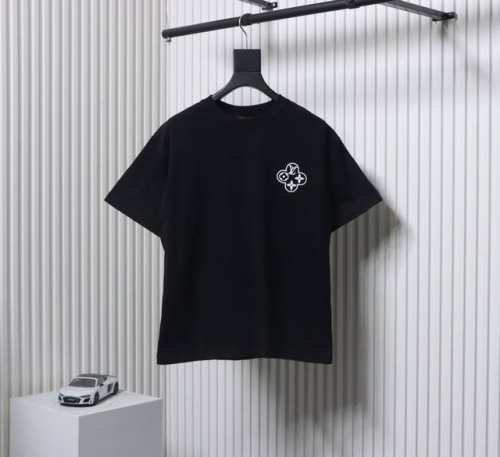 Louis Vuitton 路易威登 25Ss 后背链条圆圈刺绣短袖T恤 面料采用高克重280G重精梳棉，定制1:1螺纹，面料舒适亲肤无异感， 制定染面料，纺织