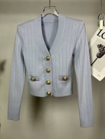 2025新款 B家竖条V领开衫 浅蓝色 原版开模制作 高品质 Size: S- L