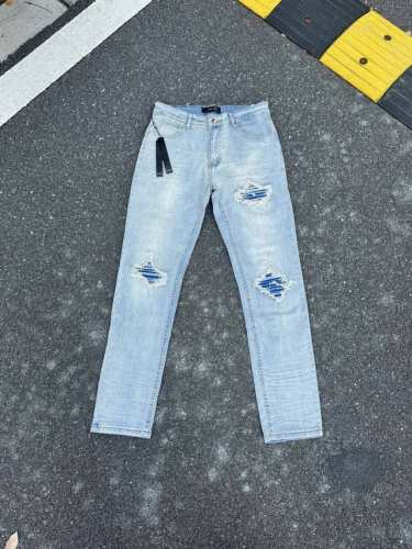 A059 Amiri新款牛仔裤水洗破洞漏皮牛仔长裤男女同款 颜色：蓝 码数：S-Xl 28-34