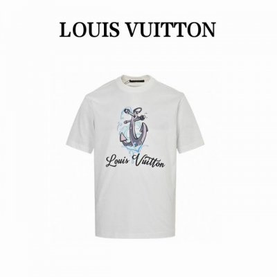 louis Vuitton 路易威登 25Ss 船锚印花短袖 原版面料 260G高克重双纱 %精梳棉螺纹定织定染无色差 出入专柜无压力通肩拉条工艺 增加衣物清洗