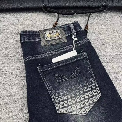 款号K71 Fend芬迪 Ff立体皮标Logo牛仔裤代工厂p渠道出货 且买且珍惜 刺绣水印裤身面料绝不是一般F货可以比的 客供五金 微弹 裤身柔软有质感 版型很