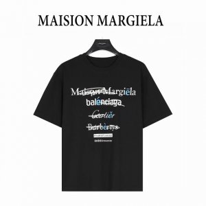 maisonmargiela 马吉拉 恶搞印花涂鸦圆领短袖T恤 重磅精梳260G纯棉双纱面料 3D数码直喷工艺 后背四角手工缝线 螺纹定织定染通肩拉条工艺增加衣