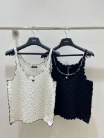 夏日新宠！Chanel香奈儿法式花边U领背心，甜美小众风格，轻盈透气，尽显优雅气质，夏季新款必备哦！