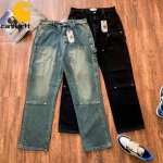 款号253 高品质#Carhartt* 卡哈特 Fw23秋季新款日系主线户外工装系列水洗牛仔裤子. 男女同款 情侣款 定制纯棉工装面料 基于纯棉材质特性 透气性