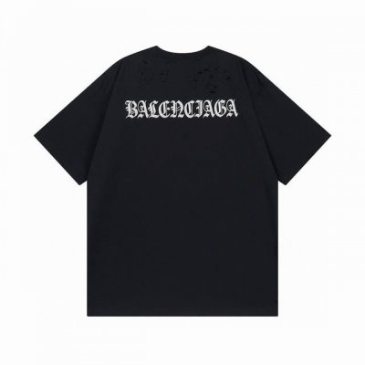 Balenciaga 巴黎世家 2025 Ss 后背梵文字母Logo水洗磨烂破洞做旧短袖T恤 本市场No.1的质量 真正天花板品质 全部原版开发注意细节图 避免