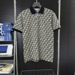 349 当天到货 现货现配 dior 迪奥 2025新款 拼色扁机领 满印Cd字母Logo 休闲polo衫短袖 原版面料 高版本 高品质 对色定染面料 刺绣工艺