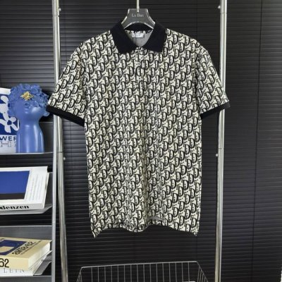 349 当天到货 现货现配 dior 迪奥 2025新款 拼色扁机领 满印Cd字母Logo 休闲polo衫短袖 原版面料 高版本 高品质 对色定染面料 刺绣工艺