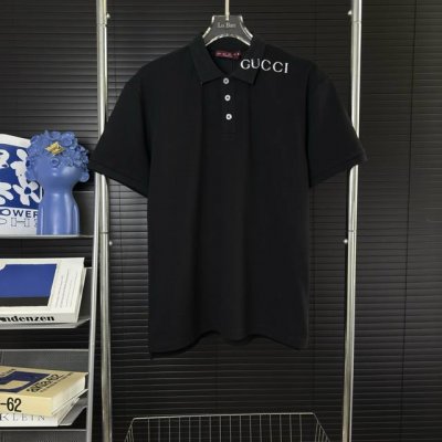 343 当天到货 现货现配 guccl 古驰 2025新款 字母印花拼领 双G字母Logo 休闲polo衫 原版面料 高版本 高品质 对色定染面料 提花扁机螺纹