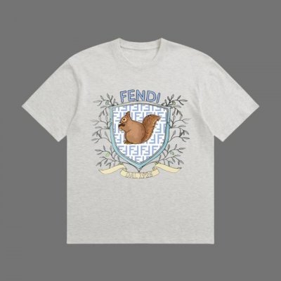 高端品质 Fendi 2025Fall 春夏系列 松鼠短袖T恤 区别普通印花 定织270G32支双纱纯棉面料 宽松版型 男女同款 Size：S M L Xl X